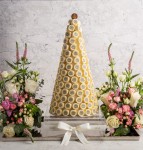 Large tower with silver tray & flowers