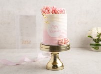 Birthday Pink and white flower cake-small